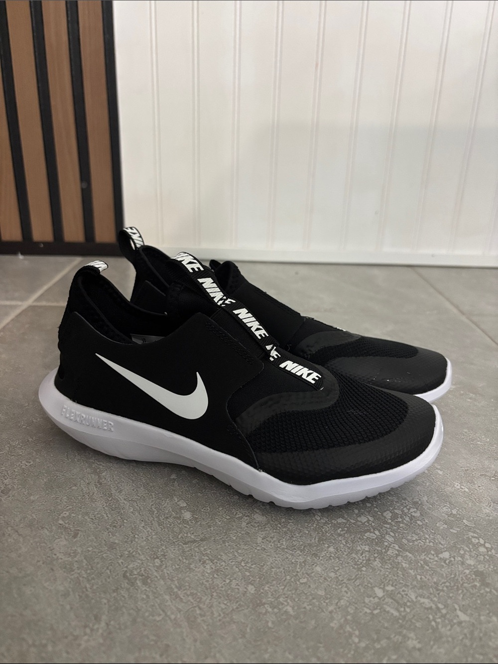 Nike Flex Runner (Infant/Toddler) Black/White 3y